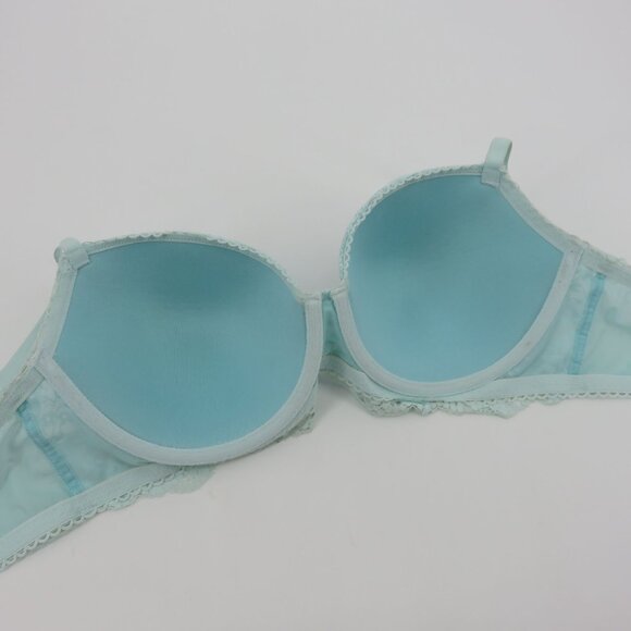 Victorias Secret 36D Dream Angels Lined Demi Blue Floral Lace Bra Underwire - Picture 7 of 16
